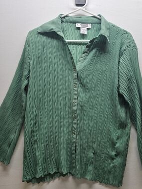 E.K. Designs Crinkle Pleated Blouse Sz M VTG 90S Y2K Whimsigoth Cottagecore